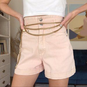 Vintage Distressed Pink Denim Shorts